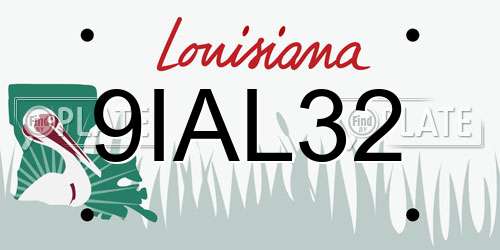 9IAL32 Louisiana License Plate