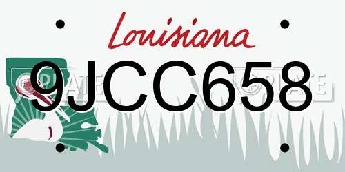 9JCC658 Louisiana License Plate