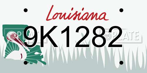 9K1282 Louisiana License Plate
