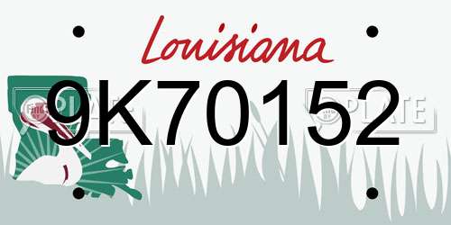 9K70152 Louisiana License Plate
