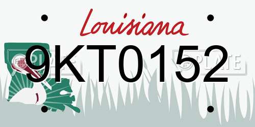 9KT0152 Louisiana License Plate