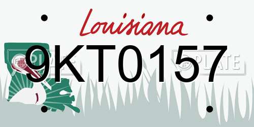 9KT0157 Louisiana License Plate