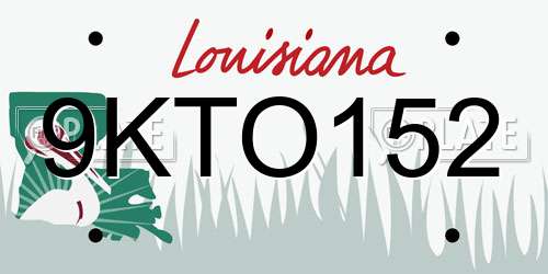9KTO152 Louisiana License Plate