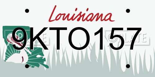 9KTO157 Louisiana License Plate