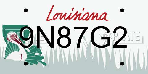 9N87G2 Louisiana License Plate