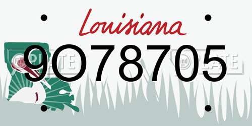 9O78705 Louisiana License Plate