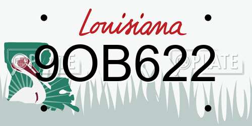 9OB622 Louisiana License Plate