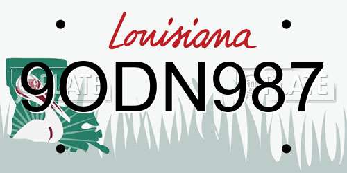 9ODN987 Louisiana License Plate