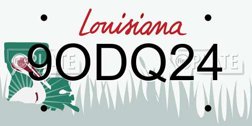 9ODQ24 Louisiana License Plate