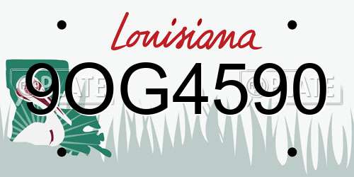 9OG4590 Louisiana License Plate