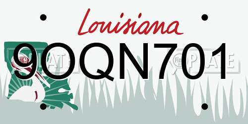 9OQN701 Louisiana License Plate