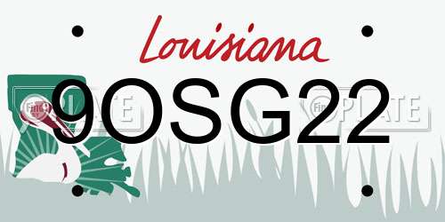 9OSG22 Louisiana License Plate