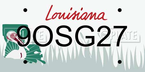 9OSG27 Louisiana License Plate