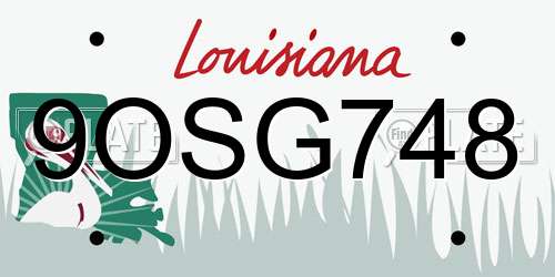 9OSG748 Louisiana License Plate