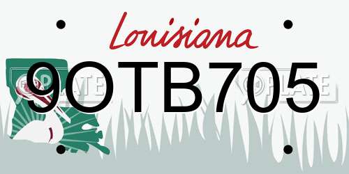 9OTB705 Louisiana License Plate