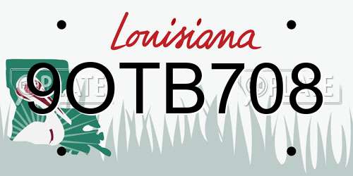 9OTB708 Louisiana License Plate