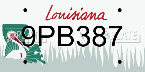9PB387 Louisiana License Plate