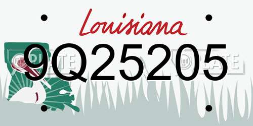 9Q25205 Louisiana License Plate