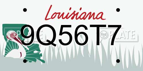 9Q56T7 Louisiana License Plate