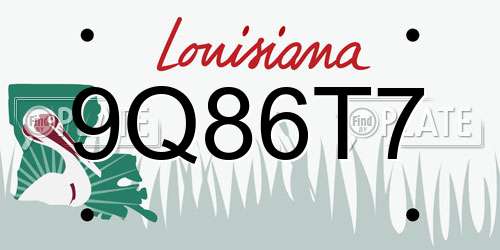 9Q86T7 Louisiana License Plate