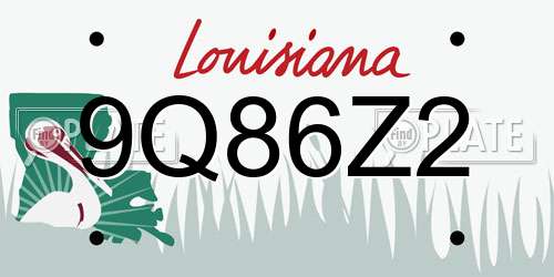 9Q86Z2 Louisiana License Plate