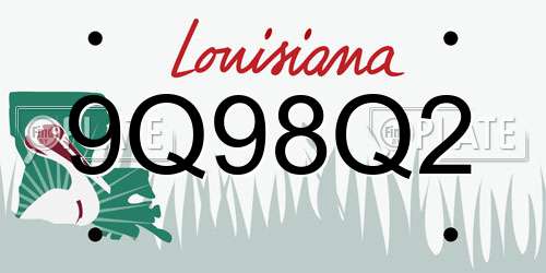 9Q98Q2 Louisiana License Plate