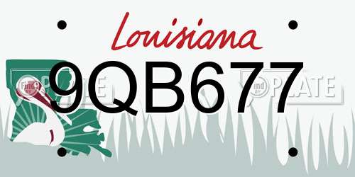 9QB677 Louisiana License Plate