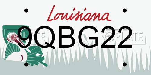 9QBG22 Louisiana License Plate
