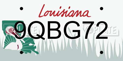 9QBG72 Louisiana License Plate