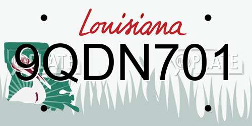 9QDN701 Louisiana License Plate