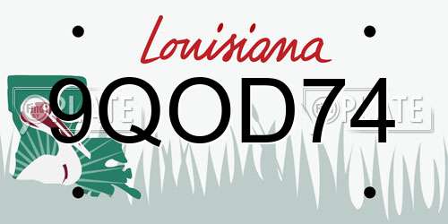 9QOD74 Louisiana License Plate