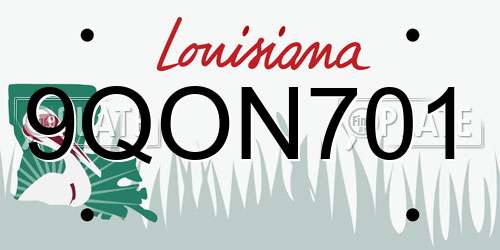 9QON701 Louisiana License Plate