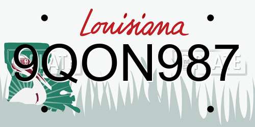 9QON987 Louisiana License Plate