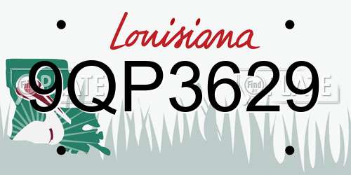 9QP3629 Louisiana License Plate