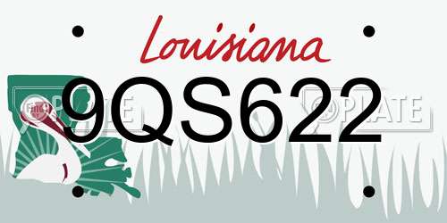 9QS622 Louisiana License Plate