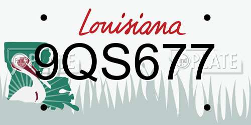 9QS677 Louisiana License Plate