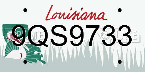 9QS9733 Louisiana License Plate