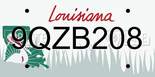 9QZB208 Louisiana License Plate