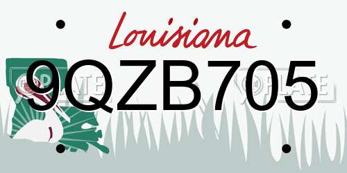 9QZB705 Louisiana License Plate