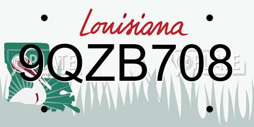 9QZB708 Louisiana License Plate