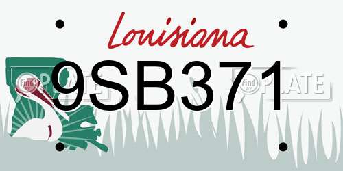 9SB371 Louisiana License Plate