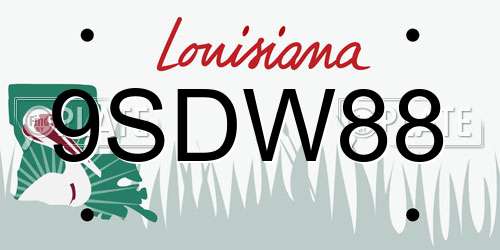 9SDW88 Louisiana License Plate