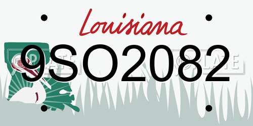 9SO2082 Louisiana License Plate