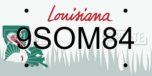 9SOM84 Louisiana License Plate