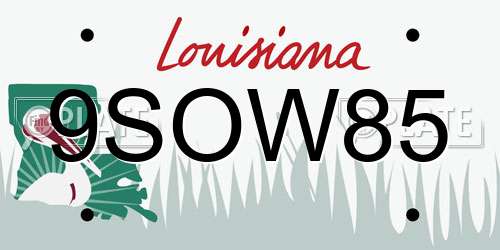 9SOW85 Louisiana License Plate