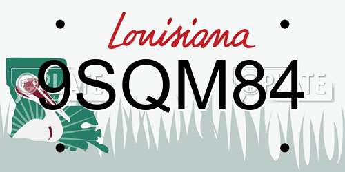 9SQM84 Louisiana License Plate