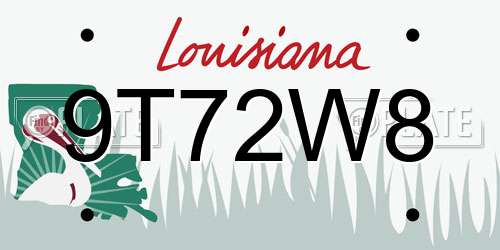 9T72W8 Louisiana License Plate