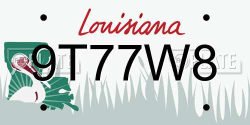 9T77W8 Louisiana License Plate