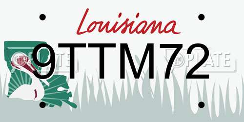 9TTM72 Louisiana License Plate