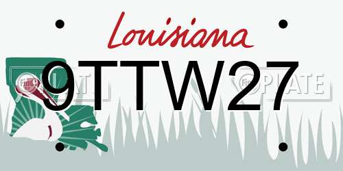 9TTW27 Louisiana License Plate